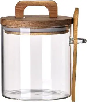 Coriario 24 OZ Glass Jar with Wooden Lid and Spoon Airtight Glass Sugar Container Wide Mouth Clear Glass Coffee Storage Canister for Food Tea Coriario 24 OZ Glass Jar with Wooden Lid and Spoon Airtight Glass Sugar Container Wide Mouth Clear Glass Coffee Storage Canister for Food Tea