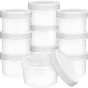 10 Pack 4oz Reusable Small Plastic Containers with Screw Lids, Small Food Storage Freezer Containers, Stackable Food Storage Jars, Sauce Condiment Jars Lunch Box Accessories 10 Pack 4oz Reusable Small Plastic Containers with Screw Lids, Small Food Storage Freezer Containers, Stackable Food Storage Jars, Sauce Condiment Jars Lunch Box Accessories