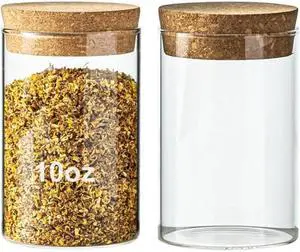 10oz Glass Storage Container - Airtight Glass Jars with Cork Lid, Spice Jars, Candy Jar, Food Storage Jars for Candy, Spices, Coffee, Tea, Nuts (2PCS) 10oz Glass Storage Container - Airtight Glass Jars with Cork Lid, Spice Jars, Candy Jar, Food Storage Jars for Candy, Spices, Coffee, Tea, Nuts (2PCS)