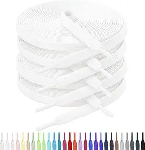 Flat Shoe Laces for Sneakers, 5/16" Wide Shoelaces for Sneakers | Refresh Worn Sneakers, Strong Braided Polyester, Double-layer weave, anti-fray, 2 Pairs, Multiple Lengths & Colors Available Flat Shoe Laces for Sneakers, 5/16" Wide Shoelaces for Sneakers | Refresh Worn Sneakers, Strong Braided Polyester, Double-layer weave, anti-fray, 2 Pairs, Multiple Lengths & Colors Available