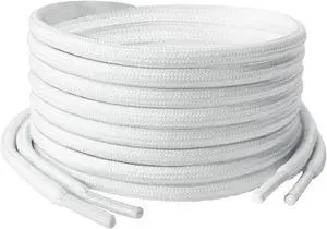 White Round Shoe Laces, Polyester with Reinforced Tips, Ideal for Various Footwear and Accessories, 120cm/47inch White Round Shoe Laces, Polyester with Reinforced Tips, Ideal for Various Footwear and Accessories, 120cm/47inch
