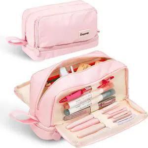 Zzrywuty Pink Large Capacity Pencil Case 4 Compartments,Pencil Pouch with Zipper Portable Handle for Teens Adults Aesthetic Pencil Bag Stationery Organizer Pen Pencil Case with Handle for School Zzrywuty Pink Large Capacity Pencil Case 4 Compartments,Pencil Pouch with Zipper Portable Handle for Teens Adults Aesthetic Pencil Bag Stationery Organizer Pen Pencil Case with Handle for School