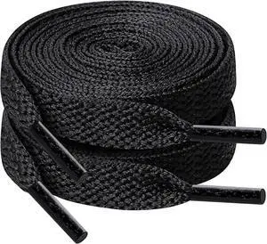 120cm/47inch Flat Shoe Laces for Sneakers, Sturdy Polyester with Non-Fray Tips, Ideal for Various Wear and Bags, Black 120cm/47inch Flat Shoe Laces for Sneakers, Sturdy Polyester with Non-Fray Tips, Ideal for Various Wear and Bags, Black