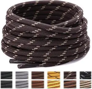 Stepace 2 Pairs Round Heavy Duty Boot Laces for Hiking and Work Boots | Reliable tie hold for boots, wear-resistant polyester weave, 10 lengths for an accurate fit, stripe and dot styles Stepace 2 Pairs Round Heavy Duty Boot Laces for Hiking and Work Boots | Reliable tie hold for boots, wear-resistant polyester weave, 10 lengths for an accurate fit, stripe and dot styles
