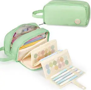 Sooez Pencil Case, Large Pencil Pouch Pencil Bag with Pull-Out Organizer | For Quick Access, Cute Pencil Case with Sturdy Zipper, Aesthetic School Supplies for Girls Boy Women, Green Sooez Pencil Case, Large Pencil Pouch Pencil Bag with Pull-Out Organizer | For Quick Access, Cute Pencil Case with Sturdy Zipper, Aesthetic School Supplies for Girls Boy Women, Green