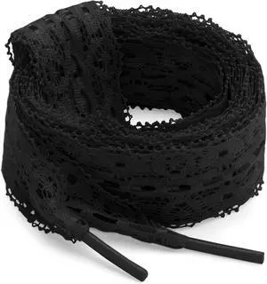 Flat Lace Fancy Shoelaces: 2 Pairs 3CM Wide Women Lacy Shoe Laces | Cute Sneakers Shoestrings, Soft Nylon Material, 14 Lengths, 13 Colors, Fit for Tennis Shoes/High Tops/Boots Flat Lace Fancy Shoelaces: 2 Pairs 3CM Wide Women Lacy Shoe Laces | Cute Sneakers Shoestrings, Soft Nylon Material, 14 Lengths, 13 Colors, Fit for Tennis Shoes/High Tops/Boots