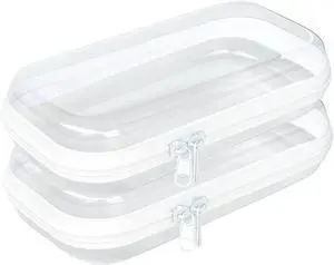Thickened Clear Hard Shell Zipper Case,Professional-Grade Plastic Clear Zipper Pencil Case, Toiletry Pouch, Travel Organizer, Cosmetic Bag, Toy Storage Bins (2PCS-S) Thickened Clear Hard Shell Zipper Case,Professional-Grade Plastic Clear Zipper Pencil Case, Toiletry Pouch, Travel Organizer, Cosmetic Bag, Toy Storage Bins (2PCS-S)