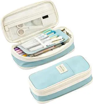 Big Capacity Pencil Case, Special Cute Aesthetic Pencil Pouch Cases | Big Stationery Pencil Case Bag for Girls Boys, Back to School Supplies Storage Organizer Bag for College Office Travel (Blue) Big Capacity Pencil Case, Special Cute Aesthetic Pencil Pouch Cases | Big Stationery Pencil Case Bag for Girls Boys, Back to School Supplies Storage Organizer Bag for College Office Travel (Blue)