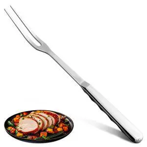 11" Stainless Steel Cooking Fork for Meat, Solid Metal Handle | Meat Fork with 2 Prong Tines that Hold Roasts Without Bending, Dishwasher Safe; for Carving, Beef, Grilling, Roasting and BBQ 11" Stainless Steel Cooking Fork for Meat, Solid Metal Handle | Meat Fork with 2 Prong Tines that Hold Roasts Without Bending, Dishwasher Safe; for Carving, Beef, Grilling, Roasting and BBQ