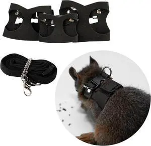 3Pcs Rat Harness and Leash, Small Animal Training Walking Vest Leash Adjustable Traction Rope Strap for Squirrel Gerbil Chinchilla Rat (Black) 3Pcs Rat Harness and Leash, Small Animal Training Walking Vest Leash Adjustable Traction Rope Strap for Squirrel Gerbil Chinchilla Rat (Black)
