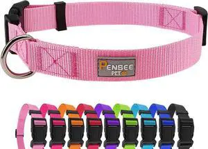 Basic Dog Collar, Adjustable Nylon for Medium Dogs, Pink | Quick Release,Metal D-Ring, Basic Dog Collar, Adjustable Nylon for Medium Dogs, Pink | Quick Release,Metal D-Ring,