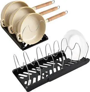 Pots and Pans Organizer for under Cabinet, Expandable Pot Lid Holder with 10 Adjustable Compartment, Pan Organizer Inside Cabinet for Lids & Cookware(COLOR:Black) Pots and Pans Organizer for under Cabinet, Expandable Pot Lid Holder with 10 Adjustable Compartment, Pan Organizer Inside Cabinet for Lids & Cookware(COLOR:Black)