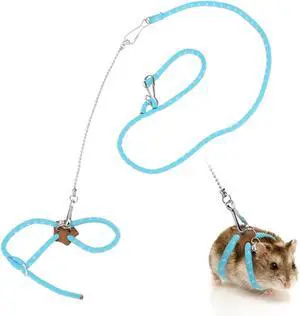 Hypeety Syrian Hamster Leash Harness Set Adjustable Training Lead, Blue | Adjustable 3.14-7.07'' chest, 32.60'' lengh, soft nylon leash with finder bells, for hamster/rat/gerbil, easy to put on, blue Hypeety Syrian Hamster Leash Harness Set Adjustable Training Lead, Blue | Adjustable 3.14-7.07'' chest, 32.60'' lengh, soft nylon leash with finder bells, for hamster/rat/gerbil, easy to put on, blue