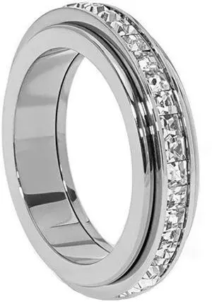 Pingyongchang Titanium Steel Spinner Fidget Band Rings for Women Men Cubic Zirconia Rotatable Anxiety Relief Ring Wedding Promise Statement Jewelry Sizes 5-12 Pingyongchang Titanium Steel Spinner Fidget Band Rings for Women Men Cubic Zirconia Rotatable Anxiety Relief Ring Wedding Promise Statement Jewelry Sizes 5-12