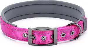 Segarty Reflective Large Dog Collar Girl Neck Size 18.9-23in, Adjustable Wide Soft Comfortable Breathable Neoprene Padded Nylon with Heavy Duty Metal Buckle for Large Medium Breeds (L, Hot Pink) Segarty Reflective Large Dog Collar Girl Neck Size 18.9-23in, Adjustable Wide Soft Comfortable Breathable Neoprene Padded Nylon with Heavy Duty Metal Buckle for Large Medium Breeds (L, Hot Pink)