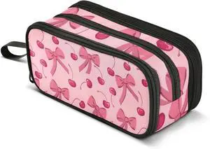 ALAZA Bow Cherry Pink Pencil Case for Boys Girls Kids Pencil Pouch 3 Compartment Pen Bag Large Capacity Storage Pencil Holder School Students with Zipper ALAZA Bow Cherry Pink Pencil Case for Boys Girls Kids Pencil Pouch 3 Compartment Pen Bag Large Capacity Storage Pencil Holder School Students with Zipper