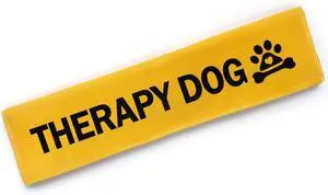 Yellow Emotional Support Dog Leash Sleeve - Therapy Dog Safety Alert Hanging ID Patch Tag, Pet Gift for Dog Owners Yellow Emotional Support Dog Leash Sleeve - Therapy Dog Safety Alert Hanging ID Patch Tag, Pet Gift for Dog Owners