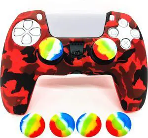 Skin for PS5 Controller Grips, Silicone Case Cover for PlayStation 5 Anti-Slip Protector with 4pcs Thumb Joysticks Caps (4caps red Camouflage) Skin for PS5 Controller Grips, Silicone Case Cover for PlayStation 5 Anti-Slip Protector with 4pcs Thumb Joysticks Caps (4caps red Camouflage)