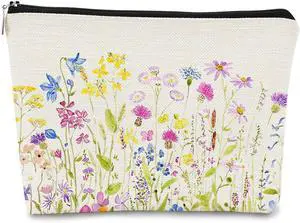 Cottagecore Watercolor Wildflowers Colorful Meadow Flowers Makeup Bag,Colorful Floral Cosmetic Bag Best Gift Idea for Flower Lovers Girls Women Mom,Birthday Mother's Day Gifts for Mom Cottagecore Watercolor Wildflowers Colorful Meadow Flowers Makeup Bag,Colorful Floral Cosmetic Bag Best Gift Idea for Flower Lovers Girls Women Mom,Birthday Mother's Day Gifts for Mom