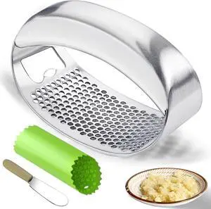 Garlic Press Rocker Heavy Duty Stainless Steel Garlic Mincer Garlic Crusher Garlic Chopper with Peeler And Scraper for Smash Garlic Built-in Bottle Opener Garlic Press Rocker Heavy Duty Stainless Steel Garlic Mincer Garlic Crusher Garlic Chopper with Peeler And Scraper for Smash Garlic Built-in Bottle Opener