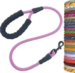 MayPaw 3FT Heavy Duty Rope Dog Leash, 6/8/10/12/15/20FT Nylon Pet Leash with Soft Padded Handle, Thick Lead Leashes for Large Medium Dogs Walking Training (Pink-Blue dot, 1/2" * 3') MayPaw 3FT Heavy Duty Rope Dog Leash, 6/8/10/12/15/20FT Nylon Pet Leash with Soft Padded Handle, Thick Lead Leashes for Large Medium Dogs Walking Training (Pink-Blue dot, 1/2" * 3')
