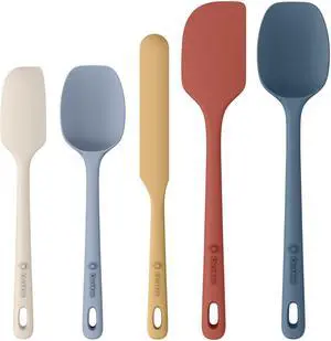ChefAide 5 Pieces Silicone Spatula Set, Food Grade Rubber Spatula, Upgrade Strong Handle with Ergonomic Grip, Heat Resistant Up to 600°F for Nonstick Cookware, Cooking ChefAide 5 Pieces Silicone Spatula Set, Food Grade Rubber Spatula, Upgrade Strong Handle with Ergonomic Grip, Heat Resistant Up to 600°F for Nonstick Cookware, Cooking