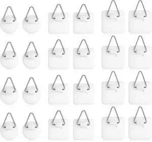 Thinp 24 Pcs Self Adhesive Picture Hangers, Invisible Picture Hanging Hooks Without Nails Vertical Adhesive Frame Hooks Sticky Plate Hangers for the Wall Plate Photo Frame Wall Art Decor (3 Sizes) Thinp 24 Pcs Self Adhesive Picture Hangers, Invisible Picture Hanging Hooks Without Nails Vertical Adhesive Frame Hooks Sticky Plate Hangers for the Wall Plate Photo Frame Wall Art Decor (3 Sizes)