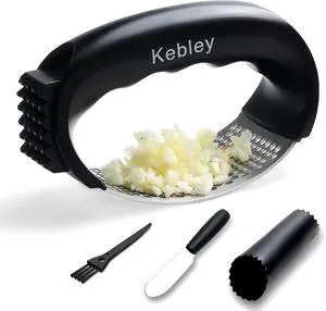 Garlic Press Rocker Stainless Steel Garlic Crusher, Mincer and Chopper with Peeler and Scraper,brush, Easy Kitchen Gadget for Effortless Smashing Garlic Press Rocker Stainless Steel Garlic Crusher, Mincer and Chopper with Peeler and Scraper,brush, Easy Kitchen Gadget for Effortless Smashing