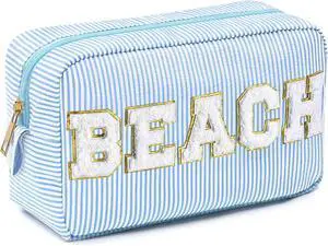 Sanwuta Seersucker Cosmetic Bags Beach Bag Seersucker Makeup Bags Stripe Women Pouch Large Preppy Storage Pouch Toiletry Travel Organizer for for Beach Travel Sanwuta Seersucker Cosmetic Bags Beach Bag Seersucker Makeup Bags Stripe Women Pouch Large Preppy Storage Pouch Toiletry Travel Organizer for for Beach Travel