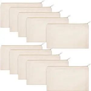 Gejoy 10 Pack Blank Canvas Cosmetic Bags Zipper Pouch DIY,S,Beige | Cotton Canvas Pouch, Blank Surface for DIY Crafts, Makeup Storage Bags for Travel, Toiletry, Gifts and Custom Projects Gejoy 10 Pack Blank Canvas Cosmetic Bags Zipper Pouch DIY,S,Beige | Cotton Canvas Pouch, Blank Surface for DIY Crafts, Makeup Storage Bags for Travel, Toiletry, Gifts and Custom Projects