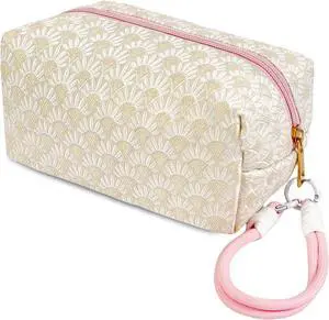 STARDW Floral Makeup Bag with Wrist Strap,Small Cute Cosmetic Bag for Women | Canvas Lined Makeup Pouch for Skincare, Brushes, Toiletries and Travel Essentials, Pouches for Purse, Portable & Washable STARDW Floral Makeup Bag with Wrist Strap,Small Cute Cosmetic Bag for Women | Canvas Lined Makeup Pouch for Skincare, Brushes, Toiletries and Travel Essentials, Pouches for Purse, Portable & Washable