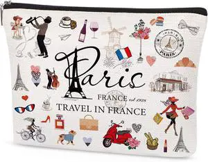 France Makeup Bag Gift - Paris Souvenirs From France Cosmetic Bag Travel Toiletry Makeup Organizer Zipper Pouch Essentials for Paris Lovers France Makeup Bag Gift - Paris Souvenirs From France Cosmetic Bag Travel Toiletry Makeup Organizer Zipper Pouch Essentials for Paris Lovers