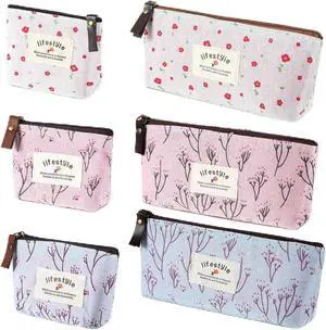 Small Makeup Bag for Purse, 6 Pcs 2 Sizes Canvas Floral Small Zipper Pouch | Portable Cute Linen Fabric Mini Cosmetic Bag for Women Girls Home Travel Lipstick Coin Cards Storage (3 Style) Small Makeup Bag for Purse, 6 Pcs 2 Sizes Canvas Floral Small Zipper Pouch | Portable Cute Linen Fabric Mini Cosmetic Bag for Women Girls Home Travel Lipstick Coin Cards Storage (3 Style)