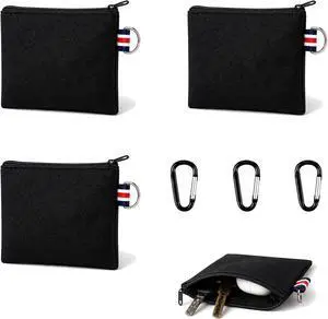 3 Pcs Black Canvas Zipper Pouch with Metal Hanging Rings | Small Square Travel Organizer Case-Coin Purse & Makeup Bag for Makeup, Coins, Earphones, Charger Cables, and Daily Essentials 3 Pcs Black Canvas Zipper Pouch with Metal Hanging Rings | Small Square Travel Organizer Case-Coin Purse & Makeup Bag for Makeup, Coins, Earphones, Charger Cables, and Daily Essentials