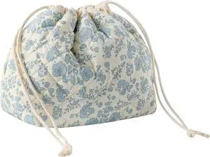 uekeboag Cotton Quilted Drawstring Makeup Bag(02LightBlue) | Small ,Canvas Lining, Foldable Coquette Aesthetic Cute Travel Toiletry Bag,Drawstring Gift Bag for Women and Girls uekeboag Cotton Quilted Drawstring Makeup Bag(02LightBlue) | Small ,Canvas Lining, Foldable Coquette Aesthetic Cute Travel Toiletry Bag,Drawstring Gift Bag for Women and Girls
