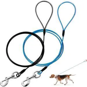 Chew Proof Dog Leash,6FT Metal Cable Lead,Heavy Duty Leash Made of Coated Wire Rope,Chew Resistant,Great for Large Dogs and Teething Puppies (Black+Blue, 6ft) Chew Proof Dog Leash,6FT Metal Cable Lead,Heavy Duty Leash Made of Coated Wire Rope,Chew Resistant,Great for Large Dogs and Teething Puppies (Black+Blue, 6ft)