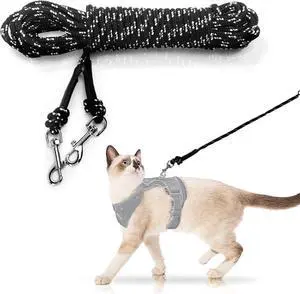 Extra Long Cat Leash for Yard, Lightweight Outdoor Cat Leash Long Light Extension, Long Thin Lead for Rabbits, Kitten, Puppy and Small Animals (4.5M/ 15FT) Extra Long Cat Leash for Yard, Lightweight Outdoor Cat Leash Long Light Extension, Long Thin Lead for Rabbits, Kitten, Puppy and Small Animals (4.5M/ 15FT)