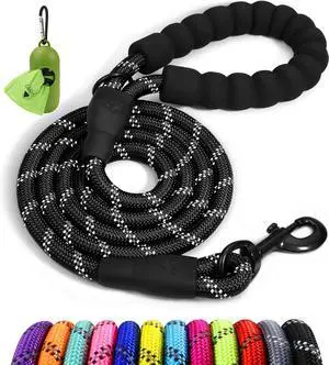 Taglory Rope Dog Leash for Medium Large Dogs, 6 FT Padded Handle, Black | Climbing Rope for Strong Pullers, Reflective for Night Walks and Training, Comfortable Grip, Anti-tangle Swivel Clip 1/2 inch Taglory Rope Dog Leash for Medium Large Dogs, 6 FT Padded Handle, Black | Climbing Rope for Strong Pullers, Reflective for Night Walks and Training, Comfortable Grip, Anti-tangle Swivel Clip 1/2 inch