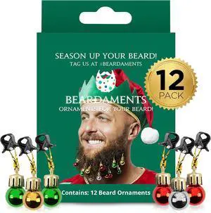 Beardaments Beard Ornaments for Men Colorful Christmas Baubles - Easy-Attach Funny Christmas Ornaments for Cosplay and Holiday Parties - 12pc Beardaments Beard Ornaments for Men Colorful Christmas Baubles - Easy-Attach Funny Christmas Ornaments for Cosplay and Holiday Parties - 12pc