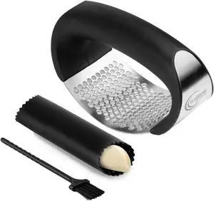 Garlic Press Rocker Set- Premium Garlic Crusher- Innovative & Fast Garlic mincer- Peeler and Scraper Included- Comfortable Grip Garlic Press Rocker Set- Premium Garlic Crusher- Innovative & Fast Garlic mincer- Peeler and Scraper Included- Comfortable Grip