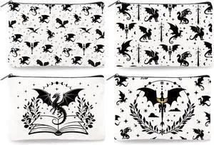 4Pcs Dragon Star Canvas Makeup Bags, Cosmetic Pouches with Zipper | 9.06" x 5.9" Western Dragon Travel Organizer Bags, Portable Large Capacity Toiletry Pouch with Zipper for Purse 4Pcs Dragon Star Canvas Makeup Bags, Cosmetic Pouches with Zipper | 9.06" x 5.9" Western Dragon Travel Organizer Bags, Portable Large Capacity Toiletry Pouch with Zipper for Purse