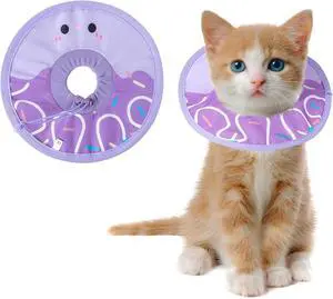 Cat Recovery Collar Lightweight Soft Cats Cone Cute Donut Shape Adjustable Fasteners Waterproof Pet Collar After Surgery to Prevent Licking for Kitten and Puppy (Purple, Extra Small) Cat Recovery Collar Lightweight Soft Cats Cone Cute Donut Shape Adjustable Fasteners Waterproof Pet Collar After Surgery to Prevent Licking for Kitten and Puppy (Purple, Extra Small)
