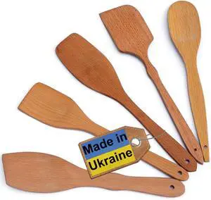 ECOSALL Nonstick Wooden Spatulas for Cooking, 5-Piece Wood Spatula Set ECOSALL Nonstick Wooden Spatulas for Cooking, 5-Piece Wood Spatula Set