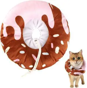 Cat Cone Collar Soft, Plush Pillow Cute Donut Lightweight Adjustable Neck Cone for Cats Kittens After Surgery, M Cat Cone Collar Soft, Plush Pillow Cute Donut Lightweight Adjustable Neck Cone for Cats Kittens After Surgery, M