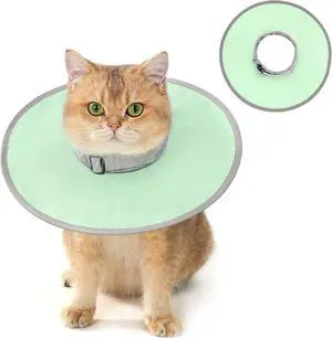 Avont Lightweight Waterproof Foldable Cone, Soft E-Collar - S Green | Neck up to 10.6", Width 3". Foldable soft cone for cats & small dogs, stops licking, waterproof, easy clean Avont Lightweight Waterproof Foldable Cone, Soft E-Collar - S Green | Neck up to 10.6", Width 3". Foldable soft cone for cats & small dogs, stops licking, waterproof, easy clean