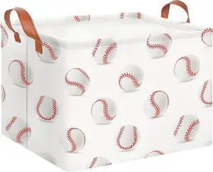 CLOCOR Rectangular Storage Basket,Collapsible Fabric Storage Container,Gift Basket(Baseball) CLOCOR Rectangular Storage Basket,Collapsible Fabric Storage Container,Gift Basket(Baseball)