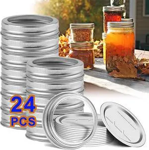 Canning Jar Lids With Rings For Mason Regular Mouth 24Pcs Regular Mouth Kerr Ball Jars Lids With Rings Good Sealing Performance Food Grade Material Kerr Mason Jars For Canning Food Fruits DIY Jam Canning Jar Lids With Rings For Mason Regular Mouth 24Pcs Regular Mouth Kerr Ball Jars Lids With Rings Good Sealing Performance Food Grade Material Kerr Mason Jars For Canning Food Fruits DIY Jam