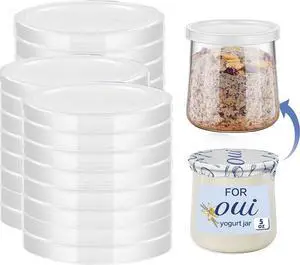 15PCS Yogurt Jar Lids - Clear Plastic, Reusable, BPA-Free Polypropylene, Screw Top, Transparent, Round, Microwaveable, Ideal for Oui Yogurt Jars, Glass Jars, and More 15PCS Yogurt Jar Lids - Clear Plastic, Reusable, BPA-Free Polypropylene, Screw Top, Transparent, Round, Microwaveable, Ideal for Oui Yogurt Jars, Glass Jars, and More