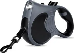 Retractable Dog Leash with Flashlight, 16ft Dog Walking Leash for Dogs up to 77lbs, 360° Tangle-Free Nylonup Leash, Anti-Slip Handle - Grey Retractable Dog Leash with Flashlight, 16ft Dog Walking Leash for Dogs up to 77lbs, 360° Tangle-Free Nylonup Leash, Anti-Slip Handle - Grey