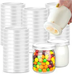 50Pcs Yogurt Jar Lids Set, Yogurt Container Lids Clear Plastic, Reusable Replacement Food Storage Lids for Yogurt Jar Sealing Rings Wide Mouth Storage(2.6inch) 50Pcs Yogurt Jar Lids Set, Yogurt Container Lids Clear Plastic, Reusable Replacement Food Storage Lids for Yogurt Jar Sealing Rings Wide Mouth Storage(2.6inch)